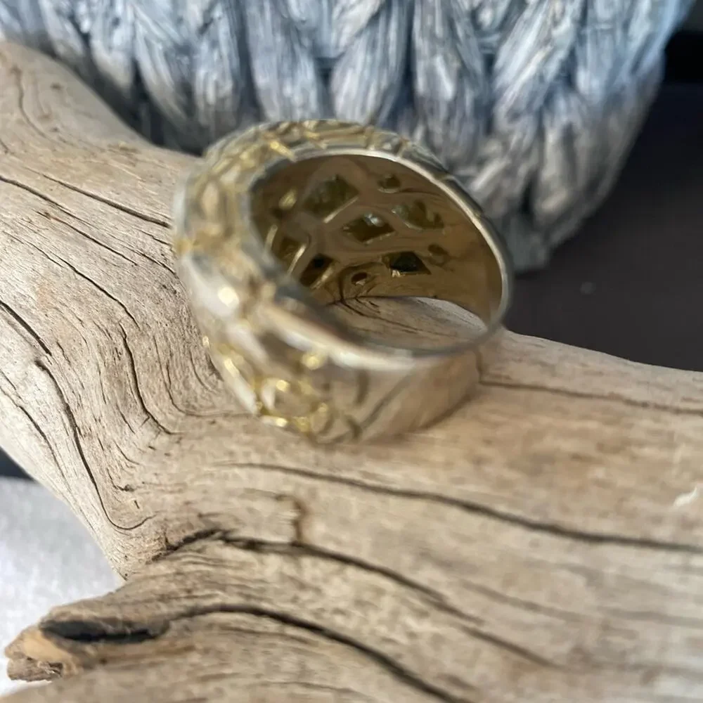 925 sterling silver pebble beach, gold tone, size 7 paparazzi ring stamped